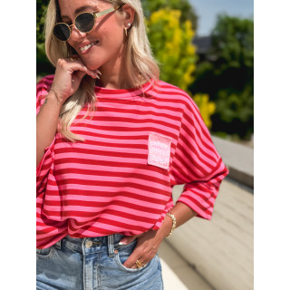 Blouse lignée Zéphira - Rouge/Rose