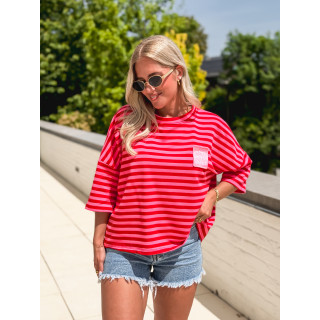 Blouse lignée Zéphira - Rouge/Rose
