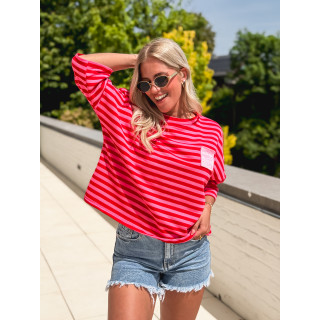 Blouse lignée Zéphira - Rouge/Rose