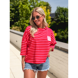 Blouse lignée Zéphira - Rouge/Rose