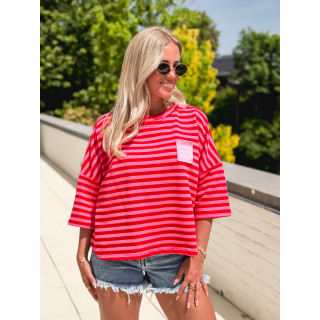 Blouse lignée Zéphira - Rouge/Rose