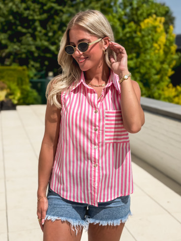 Chemise lignée Zelenda - Rose