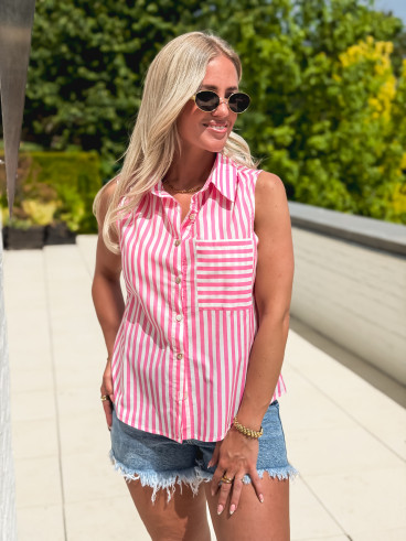 Chemise lignée Zelenda - Rose