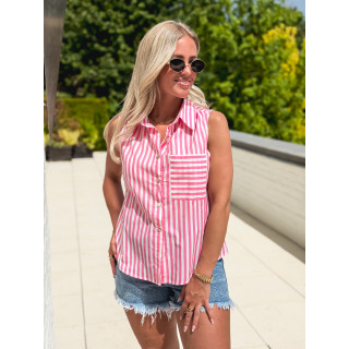 Chemise lignée Zelenda - Rose
