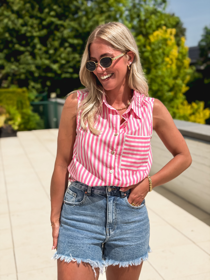 Chemise lignée Zelenda - Rose