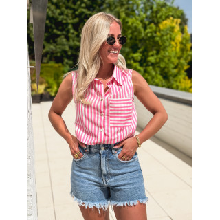 Chemise lignée Zelenda - Rose