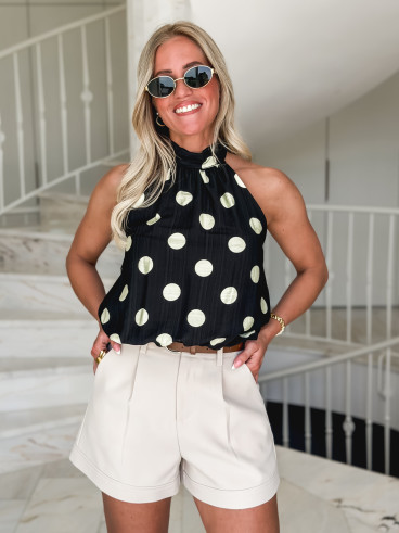 Blouse à pois Azilie - Noir