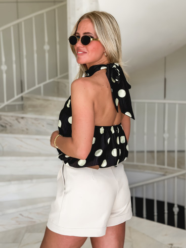 Blouse à pois Azilie - Noir