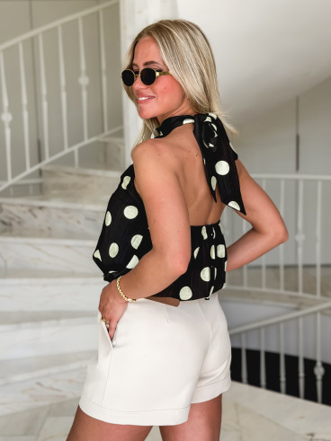 Blouse à pois Azilie - Noir