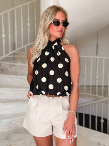 Blouse à pois Azilie - Noir