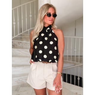 Blouse à pois Azilie - Noir