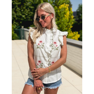 Chemisier à fleurs Doria - Blanc/Vert