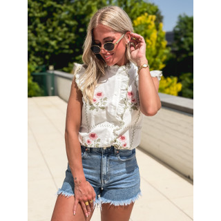 Chemisier à fleurs Doria - Blanc/Vert