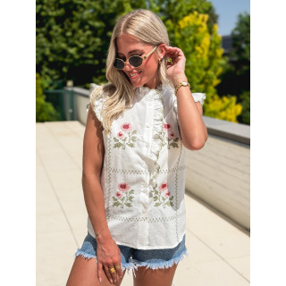 Chemisier à fleurs Doria - Blanc/Vert