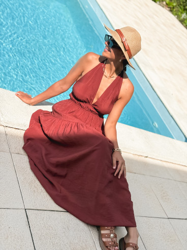 Robe longue Sybile - Brique