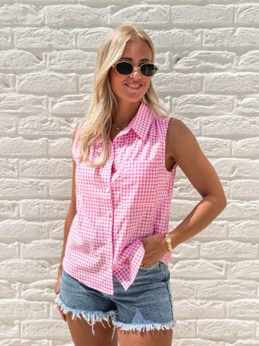 Chemise à carreaux Miliana - Rose
