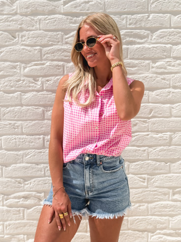 Chemise à carreaux Miliana - Rose