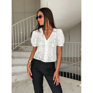 Blouse à pois Novalia - Blanc/Noir