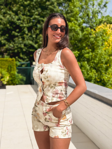 Ensemble à fleurs Roxéna - Beige