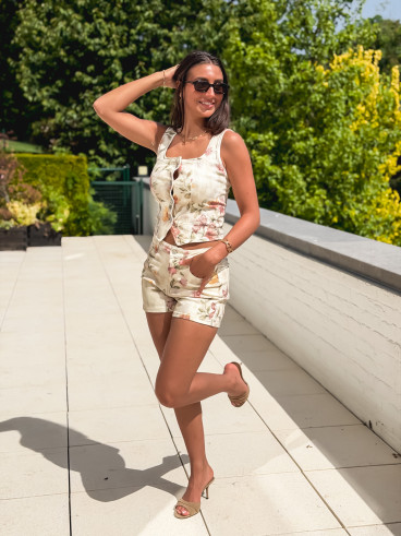 Ensemble à fleurs Roxéna - Beige