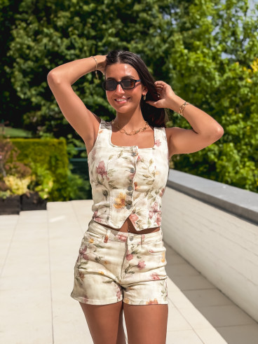 Ensemble à fleurs Roxéna - Beige