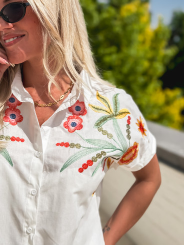 Chemise à motifs Louba - Blanc Chemise à motifs Louba - Blanc