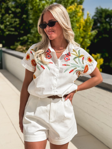 Chemise à motifs Louba - Blanc Chemise à motifs Louba - Blanc