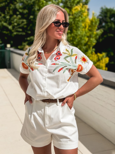 Chemise à motifs Louba - Blanc Chemise à motifs Louba - Blanc