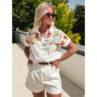Chemise à motifs Louba - Blanc