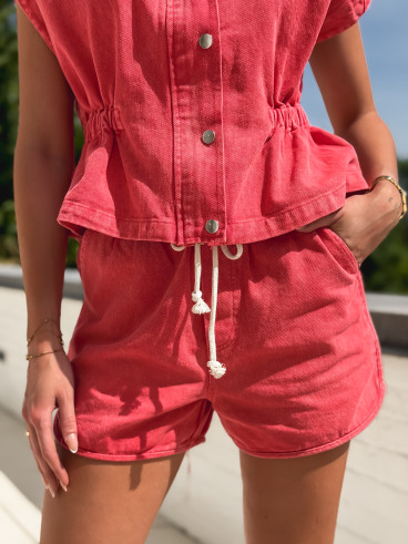 Short en jeans Magla - Rouge Short en jeans Magla - Rouge