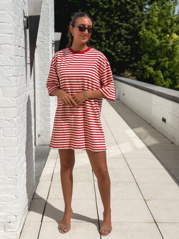 Robe Liora - Rouge/Beige