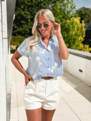 Chemise lignée Blanka - Bleu ciel Chemise lignée Blanka - Bleu ciel
