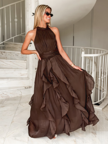 Robe longue Fiorélya - Chocolat