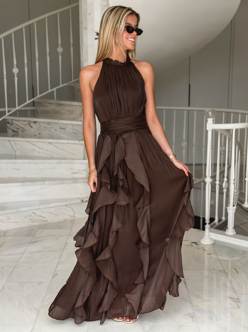 Robe longue Fiorélya - Chocolat