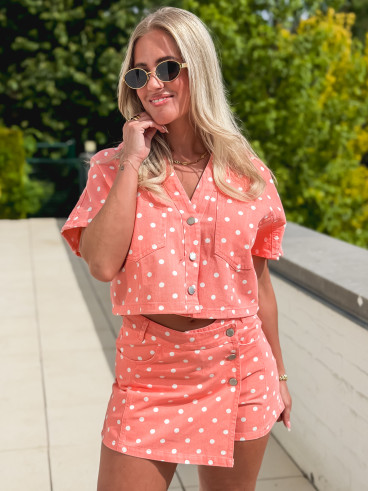 Jupe short en jeans Damina - Saumon