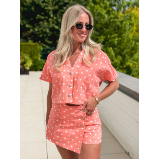 Jupe short en jeans Damina - Saumon