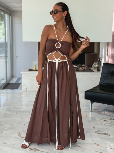 Robe longue Ysoria - Chocolat