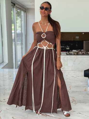 Robe longue Ysoria - Chocolat