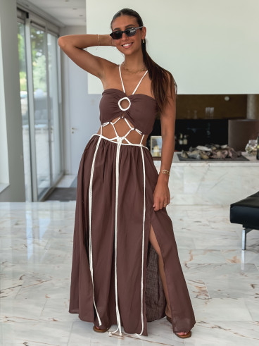 Robe longue Ysoria - Chocolat