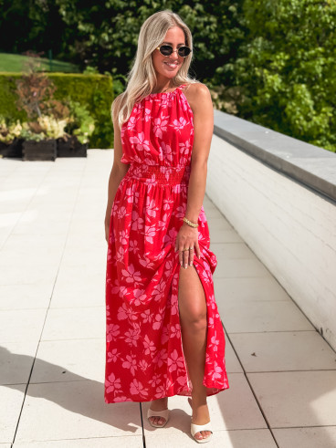 Robe à motifs Merve - Rouge