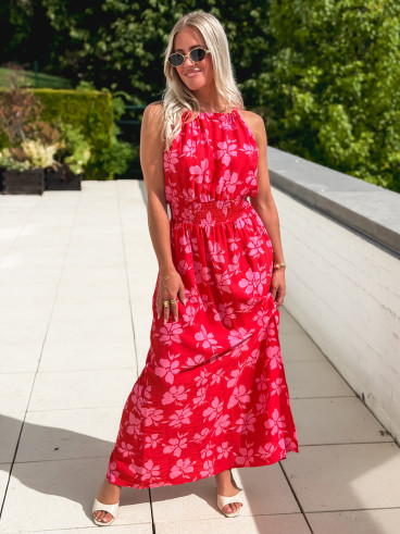 Robe à motifs Merve - Rouge