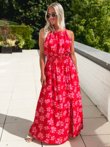 Robe à motifs Merve - Rouge