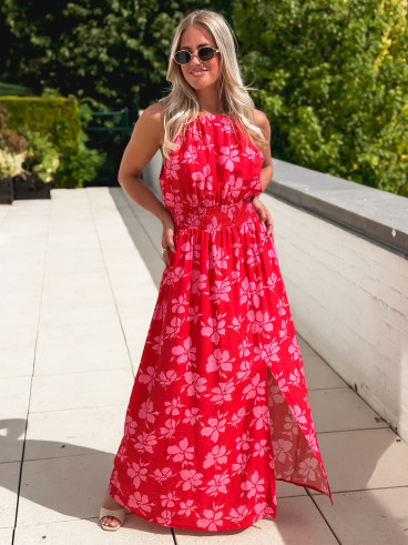 Robe à motifs Merve - Rouge