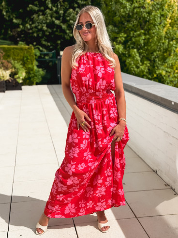 Robe à motifs Merve - Rouge
