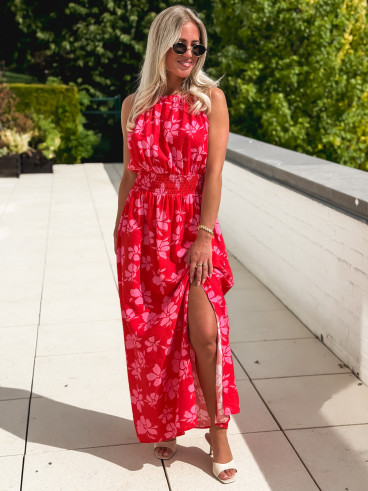 Robe à motifs Merve - Rouge
