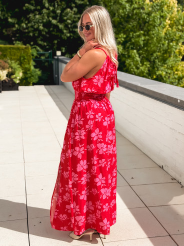 Robe à motifs Merve - Rouge