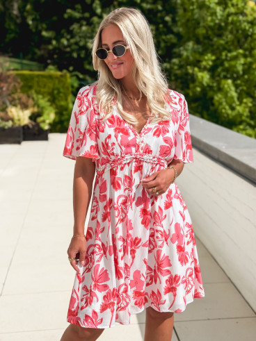 Robe courte Anastia - Blanc/Rose