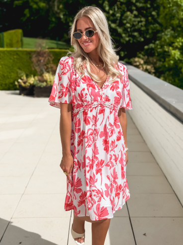 Robe courte Anastia - Blanc/Rose