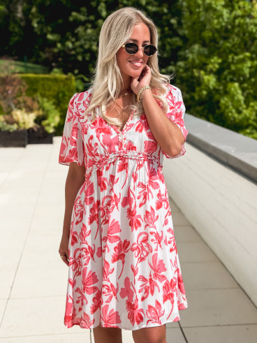 Robe courte Anastia - Blanc/Rose