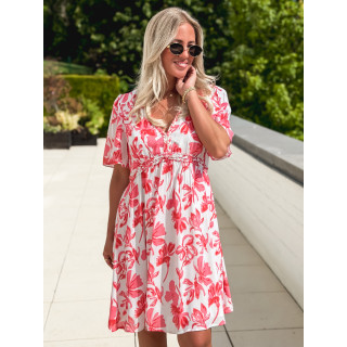 Robe courte Anastia - Blanc/Rose